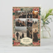 Foto  Poinsettia Scrollwork Feestdagenkaart (Staand voorkant)