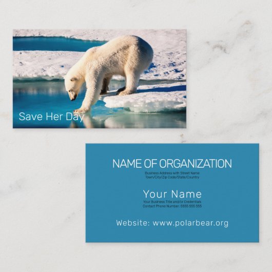 Foto Polar Beer Blue White Natuur Visitekaartje (Voorkant / Achterkant)