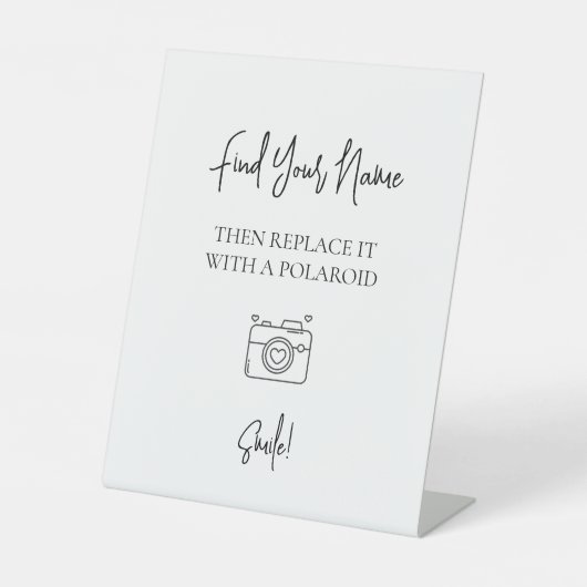 Foto Polaroid bewerkbare bruiloft gastenboek teken Reclamebord Met Voetstuk (Voorkant)