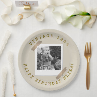 Foto Polaroid Vintage Verjaardag Zand Beige Papieren Bordje