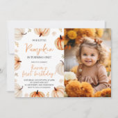 Foto pompoen eerste verjaardag uitnodiging (Voorkant)