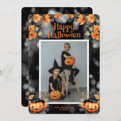 Foto Pompoenen Bloemen Halloween Kaart (Voorkant / Achterkant)