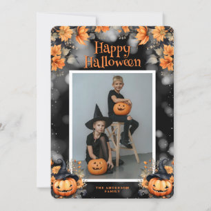 Foto Pompoenen Bloemen Halloween Kaart
