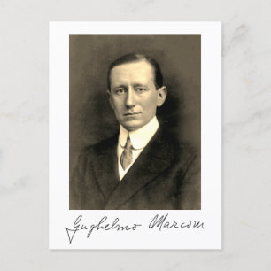 Foto: Portret and Signature of Guglielmo Marconi Briefkaart