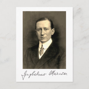 Foto: Portret and Signature of Guglielmo Marconi Briefkaart