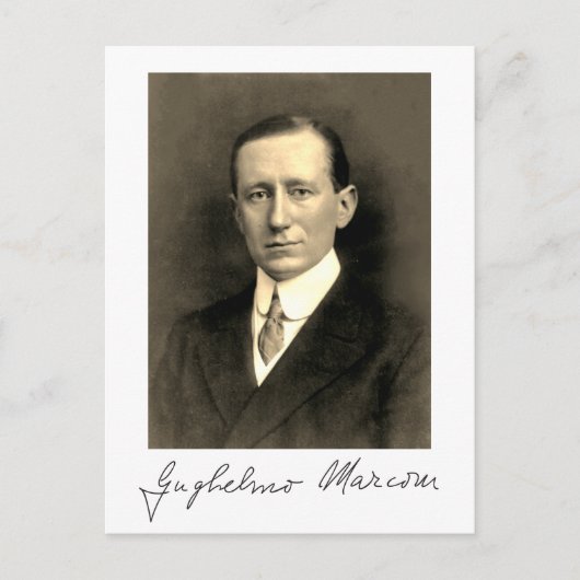 Foto: Portret and Signature of Guglielmo Marconi Briefkaart (Voorkant)