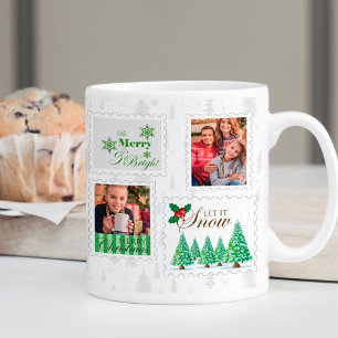 Foto Postzegels Groen Kerst Dennengewas Koffiemok
