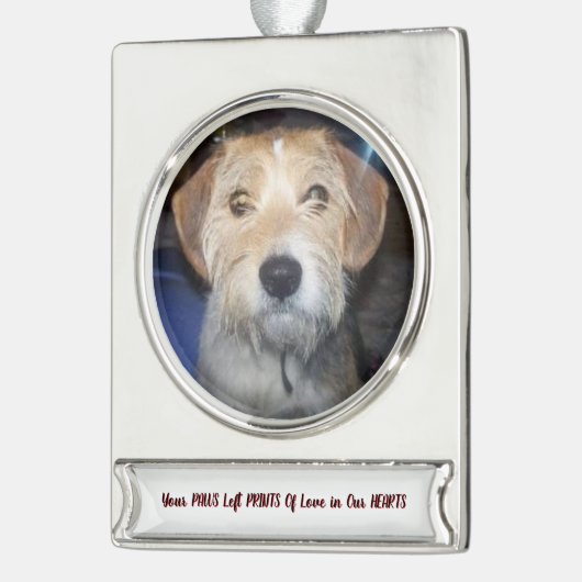 FOTO POTEN VAN GRATIE Koesterende Herinneringen Verzilverd Banner Ornament (Links)