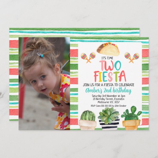 Foto Potted Cactus Time Two Fiesta Verjaardag Kaart (Voorkant / Achterkant)