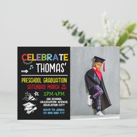 Foto Preschool Afstuderen Photo Party Kaart (Staand voorkant)