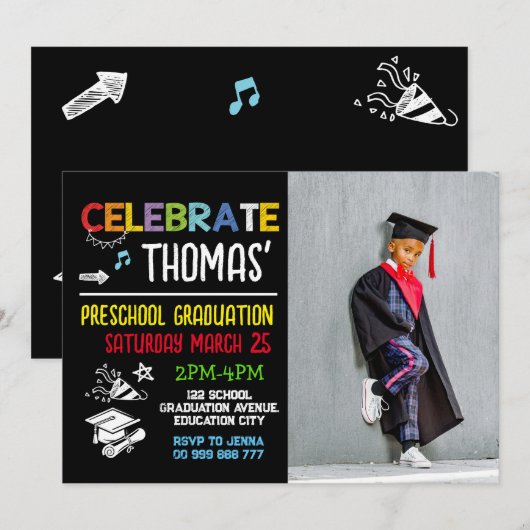 Foto Preschool Afstuderen Photo Party Kaart (Voorkant / Achterkant)