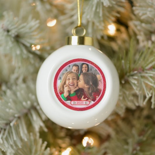 Foto Pret met Stampende Rendieren Keramische Bal Ornament (Boom)