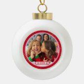 Foto Pret met Stampende Rendieren Keramische Bal Ornament (Voorkant)