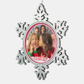 Foto Pret met Stampende Rendieren  Tin Sneeuwvlok Ornament (Rechts)
