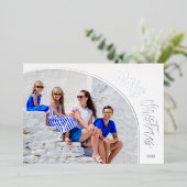 Foto Prettig Kerst Script Folie Feestdagenkaart (Staand Voorkant)