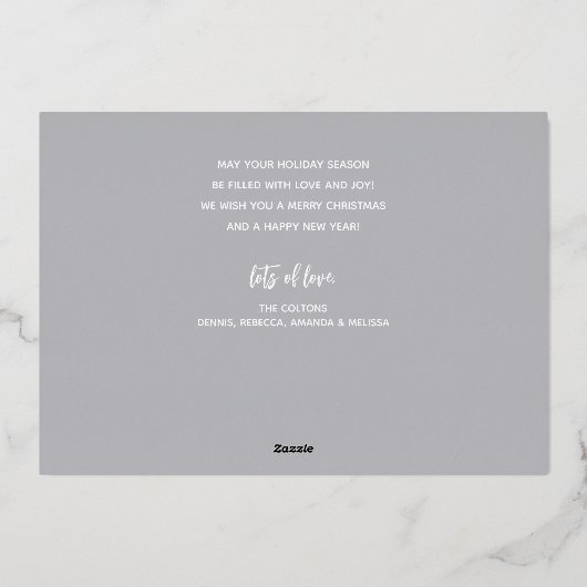 Foto Prettig Kerst Script Folie Feestdagenkaart (Achterkant)