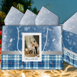 Foto Prettig Kerstfeest Elegant Blauw  Groot Cadeauzakje