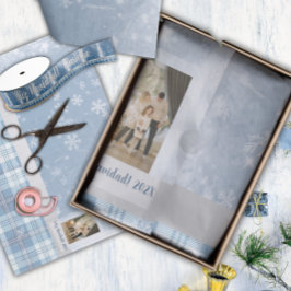 Foto Prettig Kerstfeest Elegant Blauw  Tissuepapier