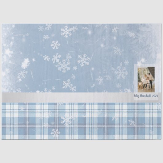 Foto Prettig Kerstfeest Elegant Blauw  Tissuepapier (Voorkant)