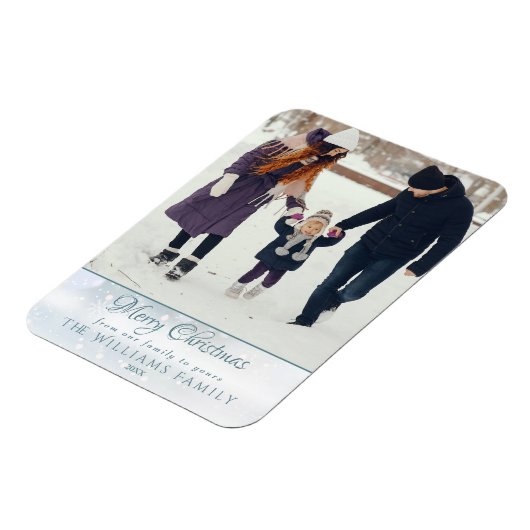 Foto Prettig kerstfeest Elegante Winter Vorst Magneet (Linkerzijde)