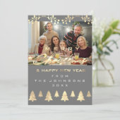 Foto prettig kerstfeest Nieuw jaar Goud Feestdagenkaart (Staand voorkant)