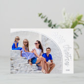 Foto Prettig Kerstman Script Folie Feestdagenkaart (Staand Voorkant)