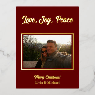 Foto Prettig Kerstmis Ansichtkaart Folie Feestdagen Briefkaart