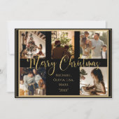 Foto Prettig Kerstmis Gouden Script Wenskaart Feestdagenkaart (Voorkant)