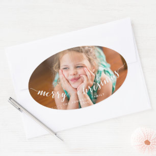 Foto Prettig Kerstmis Ovale Stickers
