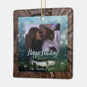 Foto Prettige feestdagen Bass Tree Stump Kijk Kade Keramisch Ornament (Links)