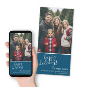 Foto: Prettige feestdagen met 1 grote blauwe foto Feestdagenkaart