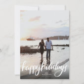 foto prettige feestdagen witte kalligrafie feestdagenkaart (Voorkant)