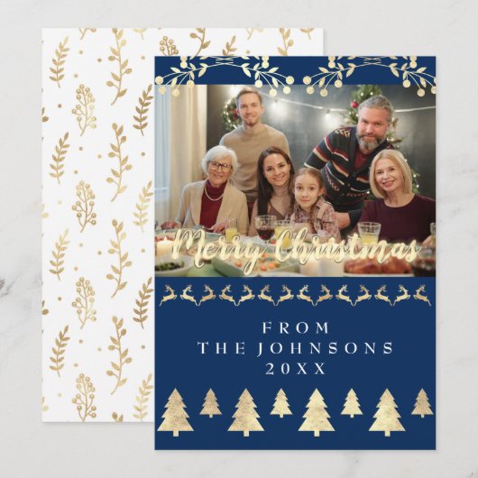 Foto prettige kerstdagen nieuwjaars marineluid feestdagenkaart (Voorkant / Achterkant)