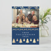 Foto prettige kerstdagen nieuwjaars marineluid feestdagenkaart (Staand voorkant)