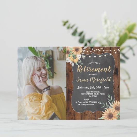 Foto Prijs Rustic Wood Sunflower Kaart (Staand voorkant)