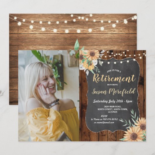 Foto Prijs Rustic Wood Sunflower Kaart (Voorkant / Achterkant)