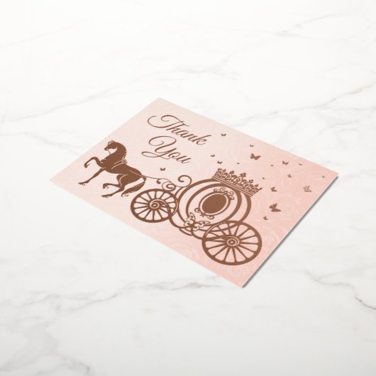 Foto Princess Carriage Roos Gold Foil Hartelijk da Folie Uitnodiging Briefkaart (Gedraaid)