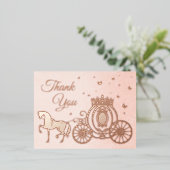 Foto Princess Carriage Roos Gold Foil Hartelijk da Folie Uitnodiging Briefkaart (Staand Voorkant)