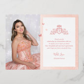 Foto Princess Carriage Roos Gold Foil Hartelijk da Folie Uitnodiging Briefkaart (Achterkant)