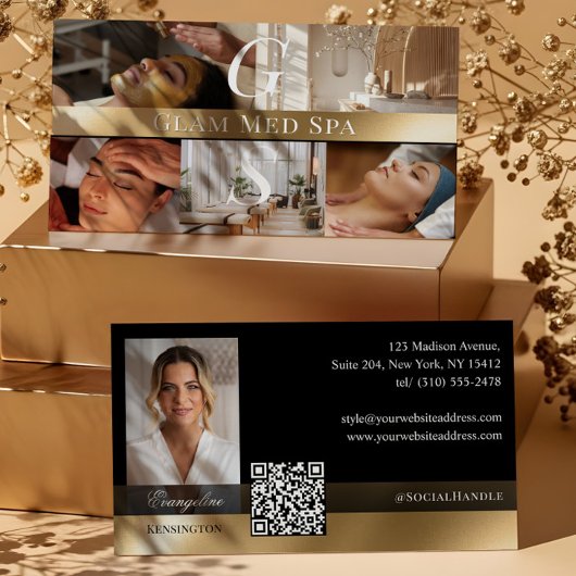 Foto Professionele Med Spa Monogram Zwart Goud Visitekaartje