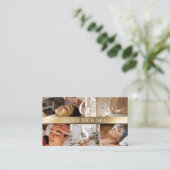 Foto Professionele Med Spa Monogram Zwart Goud Visitekaartje (Staand voorkant)