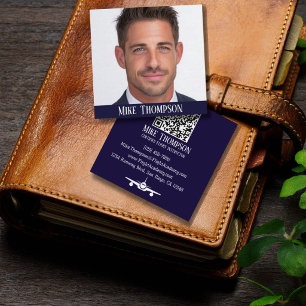 Foto professionele QR-code piloot blauw luchtvaart Vierkante Visitekaartje