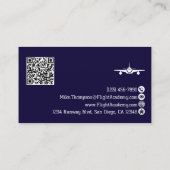 Foto professionele QR-code Pilot Blauw Luchtvaart Visitekaartje (Achterkant)