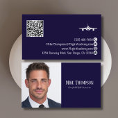 Foto professionele QR-code Pilot Blauw Luchtvaart Visitekaartje