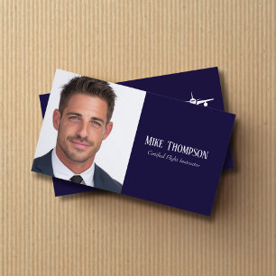 Foto professionele QR-code Pilot Blauw Luchtvaart Visitekaartje