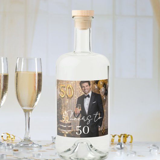 Foto proost verjaardagsfeest likeurfles etiket