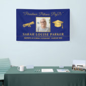 Foto PsyD Afstuderen 2025 Quote blauw en goud Spandoek (Beurs)