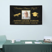 Foto PsyD Afstuderen 2025 Quote Zwart en Goud Spandoek (Beurs)