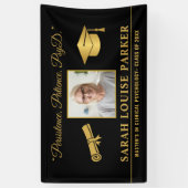Foto PsyD Afstuderen 2025 Quote Zwart en Goud Spandoek (Verticaal)