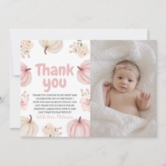 Foto Pumpkin Verjaardag Bedankt Card Kaart (Voorkant)